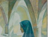 التشكيليون ورمضان.. عز الدين نجيب يصور امرأة بمسجد فى لوحة "الصلاة"
