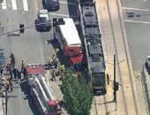 اصطدام قطار بحافلة فى لوس أنجلوس وإصابة 55 شخصا على الأقل