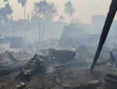 حريق يلتهم 16 منزلا ونفوق 50 رأس ماشية بنجع السك فى سوهاج.. فيديو وصور