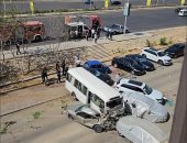 إصابة شخصين فى حادث تصادم أتوبيس و3 سيارات بمنطقة التجمع 