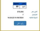 سعر لوحة سيارة "أ س د- 33" المميزة يصل لـ670 ألف جنيه.. و7 يزايدون عليها