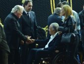 صبرى فواز وعبير صبرى وحزن كبير خلال عزاء الراحل مصطفى فهمى
