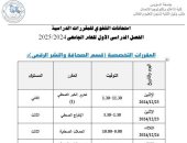 جداول امتحانات الشفوى للفصل الدراسى الأول بكلية الإعلام جامعة السويس