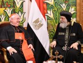البابا تواضروس الثانى بستقبل رئيس أساقفة مارسيليا