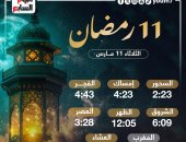 تعرف على موعد الإفطار وساعات الصيام فى اليوم الـ11 بشهر رمضان 2025
