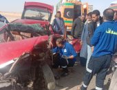 مصرع سائق فى حادث تصادم سيارتين على طريق أسيوط الغربى 