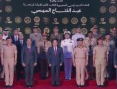 صورة تذكارية للرئيس السيسى خلال افتتاح بطولة العالم العسكرية للفروسية الـ25