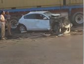 حادث تصادم بين 7 سيارات واشتعال النار فى سيارة ملاكى أعلى دائرى المنيب.. تفاصيل 