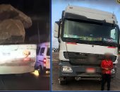 ضبط سائق سيارة نقل محملة بأحجار ضخمة دون غطاء بالإسكندرية.. فيديو