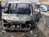 حريق فى ميكروباص أعلى الدائرى بالوراق وإصابة 5 أشخاص