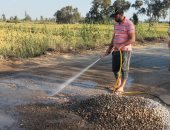 فيها حاجة حلوة.. أهالى كفر الشيخ يصلحون طريق إحدى القرى قبل بدء العام الدراسى