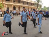 عروض الشرطة المدرسية بطابور صباح المدرسة السعيدية فى الجيزة تلفت الأنظار