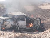 السيطرة على حريق سيارة محملة بمبالغ مالية بالطريق الصحراوى الشرقى بسوهاج