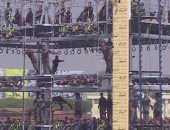 طلاب أكاديمية الشرطة يستعرضون مهاراتهم البدنية أمام الرئيس السيسى 