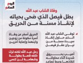 وفاة عبد الله بطل فيصل بعد إنقاذه مُسنة من الموت.. إنفوجراف  