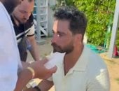 إصابة معتصم النهار خلال تصوير مشاهده فى فيلم نصيب بالغردقة.. فيديو وصور