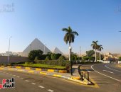 مساحات خضراء وإنارات.. محيط المتحف المصرى الكبير يتزين قبل الافتتاح "صور"