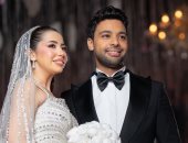 أحمد جمال وزوجته فرح الموجى يجتمعان فى أغنية ليلة فرح من حفل زفافهما