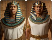 حسام وإبراهيم حسن بالزى الفرعونى احتفالا بافتتاح المتحف المصرى الكبير