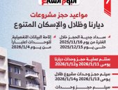 اعرف مواعيد حجز مشروعات ديارنا وظلال والإسكان المتنوع.. انفوجراف