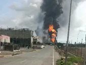 اندلاع حريق هائل فى مشروع نفطى بفنزويلا.. فيديو