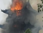 حريق يلتهم معبد وينتشانج الواقع على جبل فنجهوانج بالصين.. فيديو