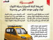 تعريفة ثابتة للسيارة بديلة التوك توك بالجيزة ولون موحد لكل حى.. إنفوجراف