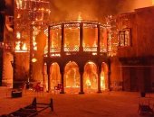 حريق يلتهم موقع تصوير مسلسل سورى وخسائر تتجاوز مليون دولار.. فيديو