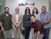 زينة تحتفل بنجاح مسلسل ورد وشوكولاته فى اليوم السابع.. صور 