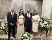 عمرو أديب ولميس الحديدى يحتفلان بخطوبة ابنهما نور.. صور