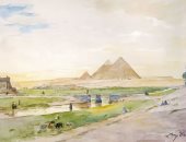 لوحات الأجانب فى مصر.. الأهرامات الثلاثة لهنرى بيكون