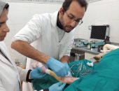 إجراء عملية تثبيت كسر ساق لمعزة بمديرية الطب البيطرى فى الغربية.. صور