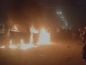 السيطرة على حريق ميكروباص أعلى دائرى البراجيل 