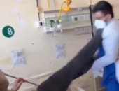 طبيب هندى ينهال بالضرب على مريض بعد مشادة كلامية.. فيديو