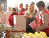 أنجلينا جولى تساعد فى تعبئة المساعدات الإنسانية برفح قبل إرسالها لغزة.. فيديو