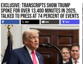 البيت الأبيض: ترامب تحدث أكثر من 2.57 مليون كلمة و13.400 دقيقة فى 2025