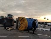 إصابة سائق ونفوق 3 مواشى فى حادث انقلاب سيارة على الطريق الدولى بكفر الشيخ