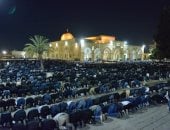 100 ألف مصلٍ يقيمون صلاتى العشاء والتراويح فى رحاب المسجد الأقصى