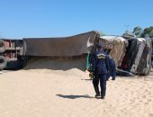 إصابة سائق في انقلاب سيارة نقل ثقيل بطريق الكافورى الإسكندرية