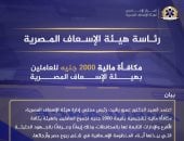 هيئة الإسعاف المصرية: صرف مكافأة مالية 2000 جنيه للعاملين بالهيئة 