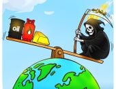 ارتفاع أسعار الذهب والنفط بسبب الحرب على إيران فى كاريكاتير اليوم السابع