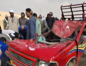 كانوا فى طريقهم لتشييع جنازة.. ننشر صور حادث تصادم سيارتين ببنى سويف