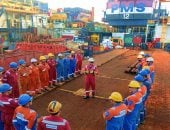 البترول البحرية تنظم فعالية وقفة السلامة بمواقع العمل والوحدات البحرية