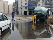 مياه القناة تواصل جهودها فى السيطرة على تجمعات مياه الأمطار ببورسعيد