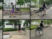 بدلة قوة غريبة تحول مرتديها إلى قنطور نصف بشرى ونصف آلى.. فيديو