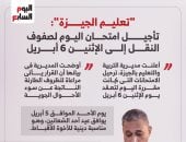 تأجيل امتحان اليوم لصفوف النقل فى الجيزة إلى الإثنين 6 أبريل.. إنفو جراف