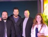 شيرى عادل ومعتصم النهار والمخرج محمد هانى من كواليس تصوير حين يكتب الحب