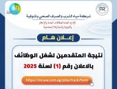 ننشر نتيجة المقبولين فى مسابقة شركة مياة الشرب والصرف بالمنوفية