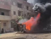 اشتعال حريق هائل بكشك كهرباء في قرية ميت قادوس بأبو النمرس.. صور