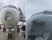 عاصفة تُدمّر مقدمة طائرة "إيرباص A320" وتُجبرها على العودة فى بولندا.. صور